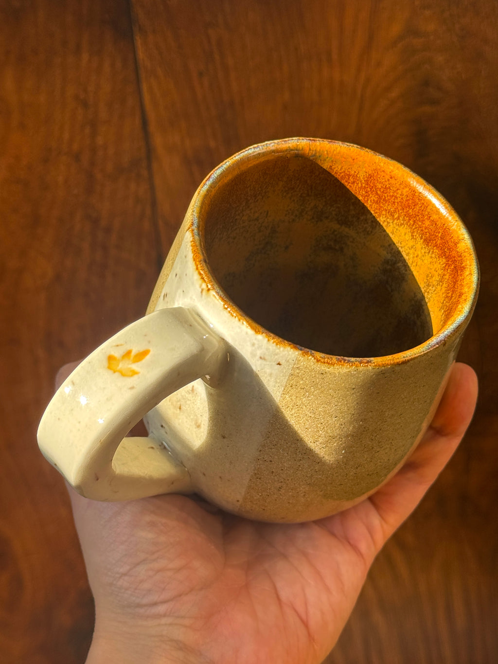 Warm Fall Leaf Handmade Mug (Stoneware)