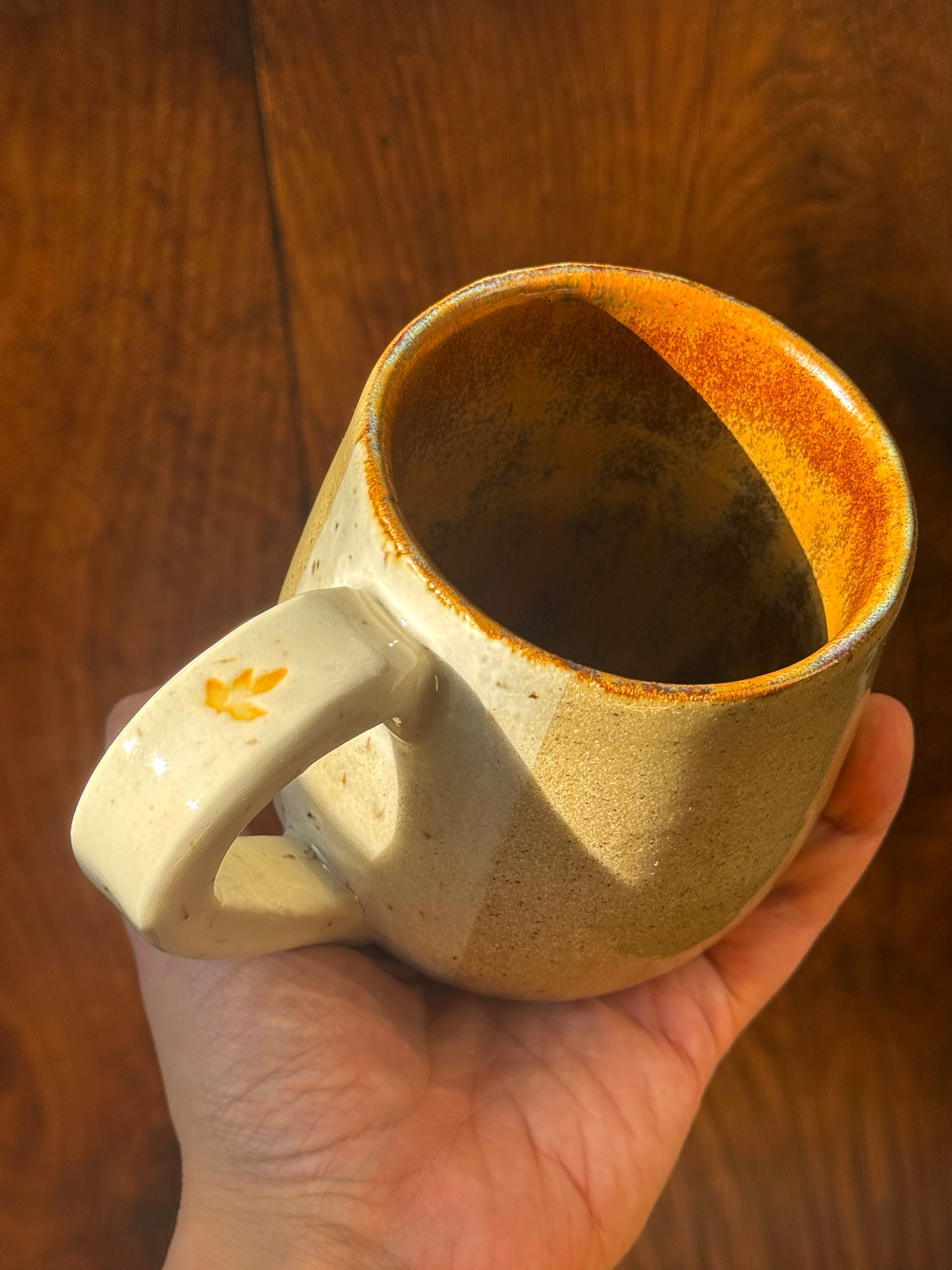 Warm Fall Leaf Handmade Mug (Stoneware)