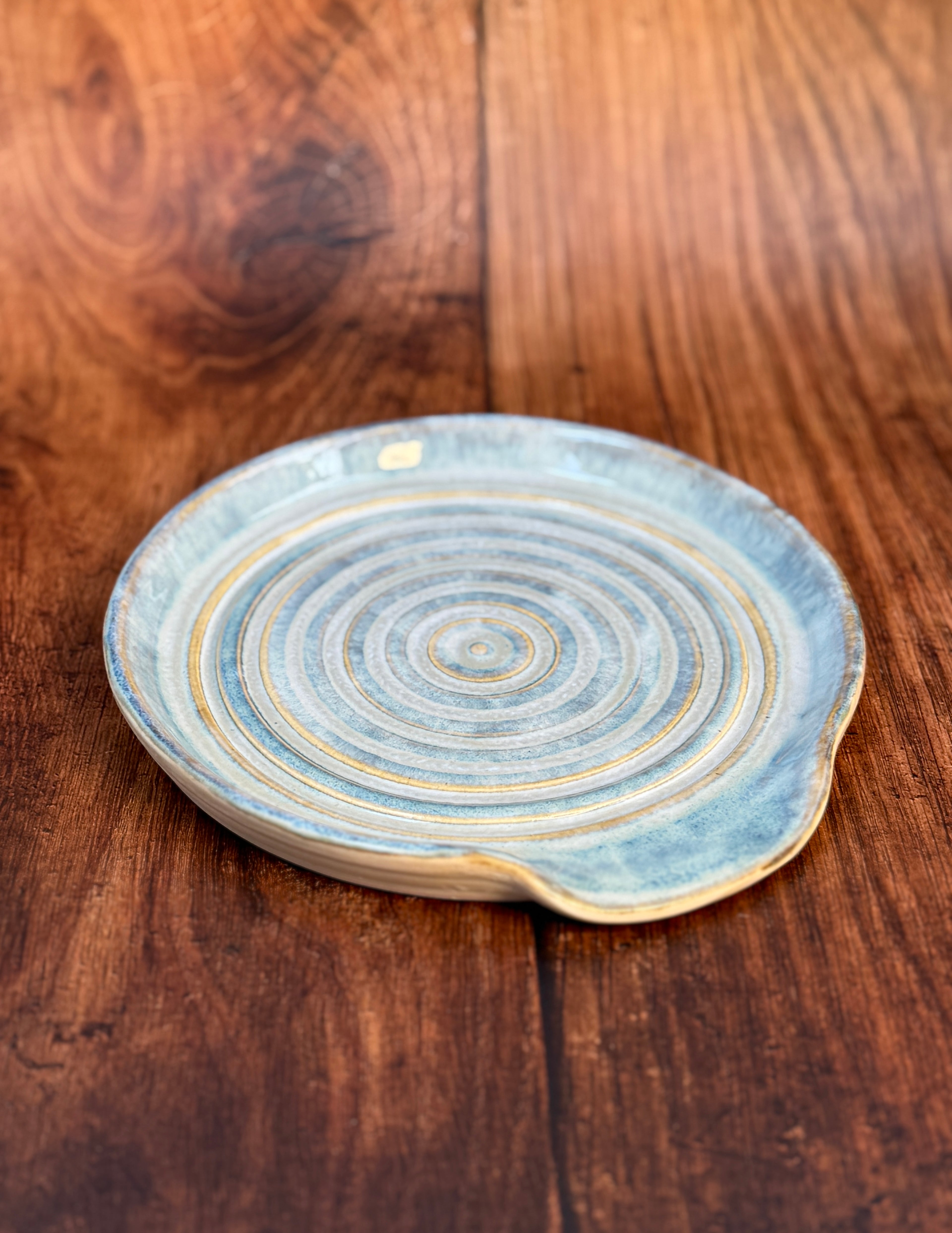 Light Blue Handmade Spoon Rest (Stoneware)
