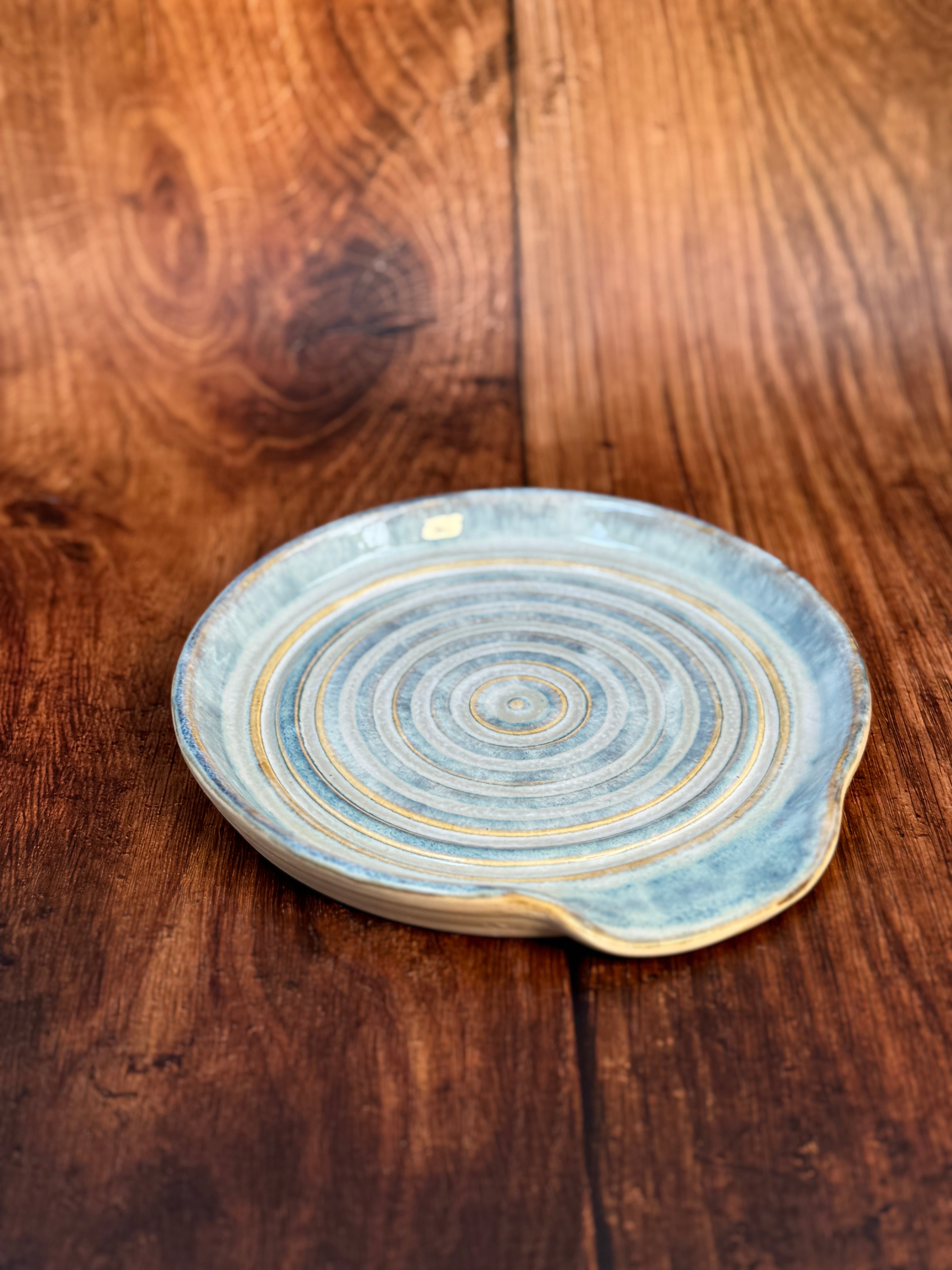 Light Blue Handmade Spoon Rest (Stoneware)