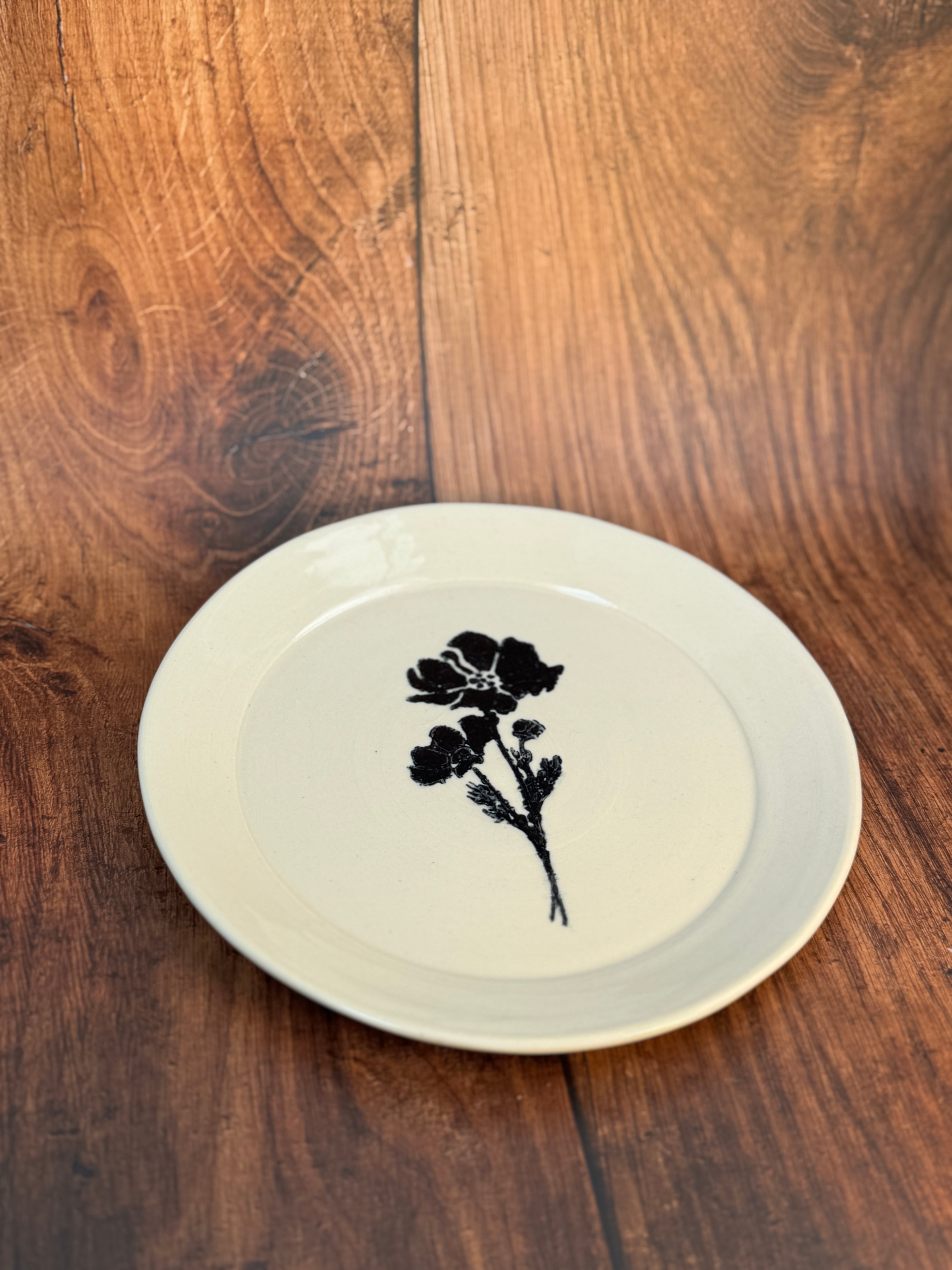 Floral Handmade Dinner Plate (Stoneware)