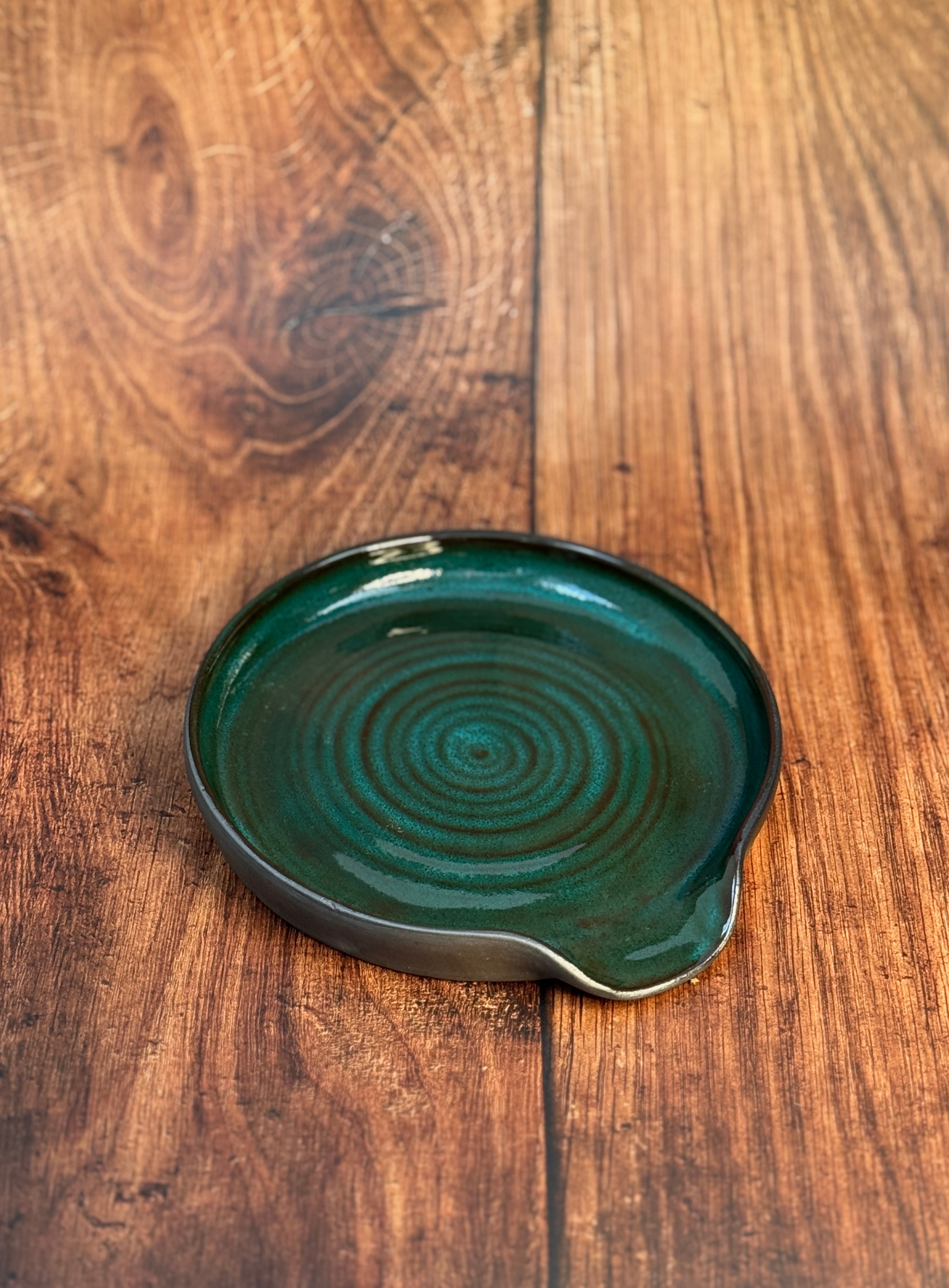 Dark Teal Handmade Spoon Rest (Stoneware)
