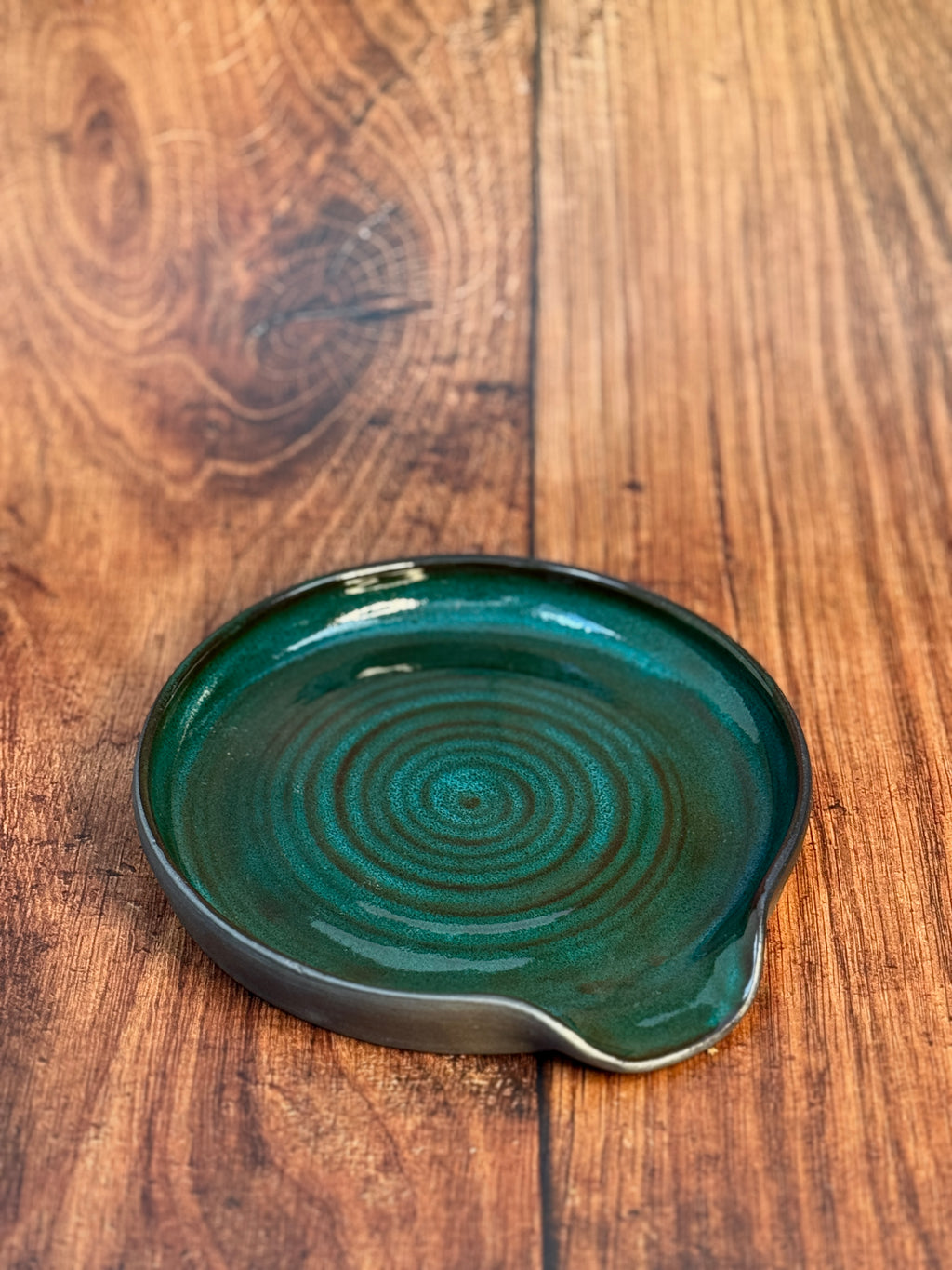 Dark Teal Handmade Spoon Rest (Stoneware)