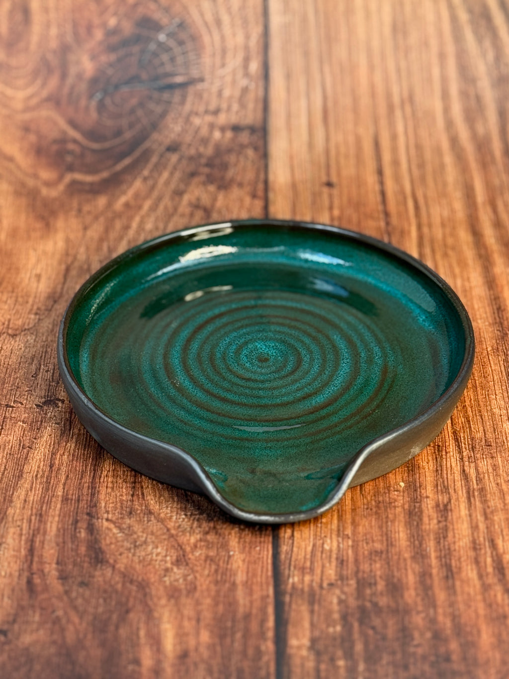 Dark Teal Handmade Spoon Rest (Stoneware)