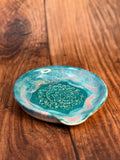 Teal & Pink Handmade Garlic Grater Dish (Stoneware)