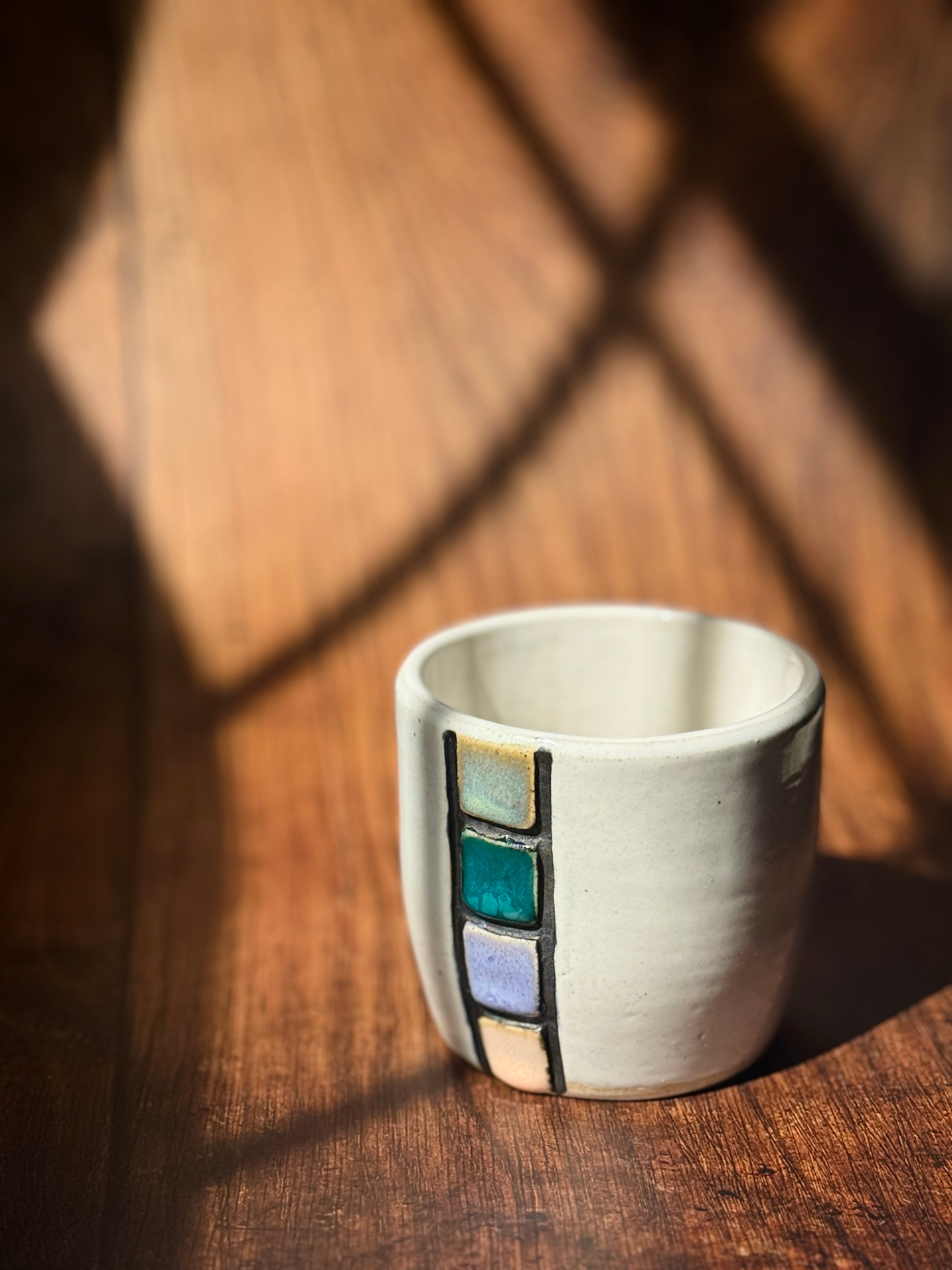 Color Block Handmade Ceramic Cup (Stoneware)