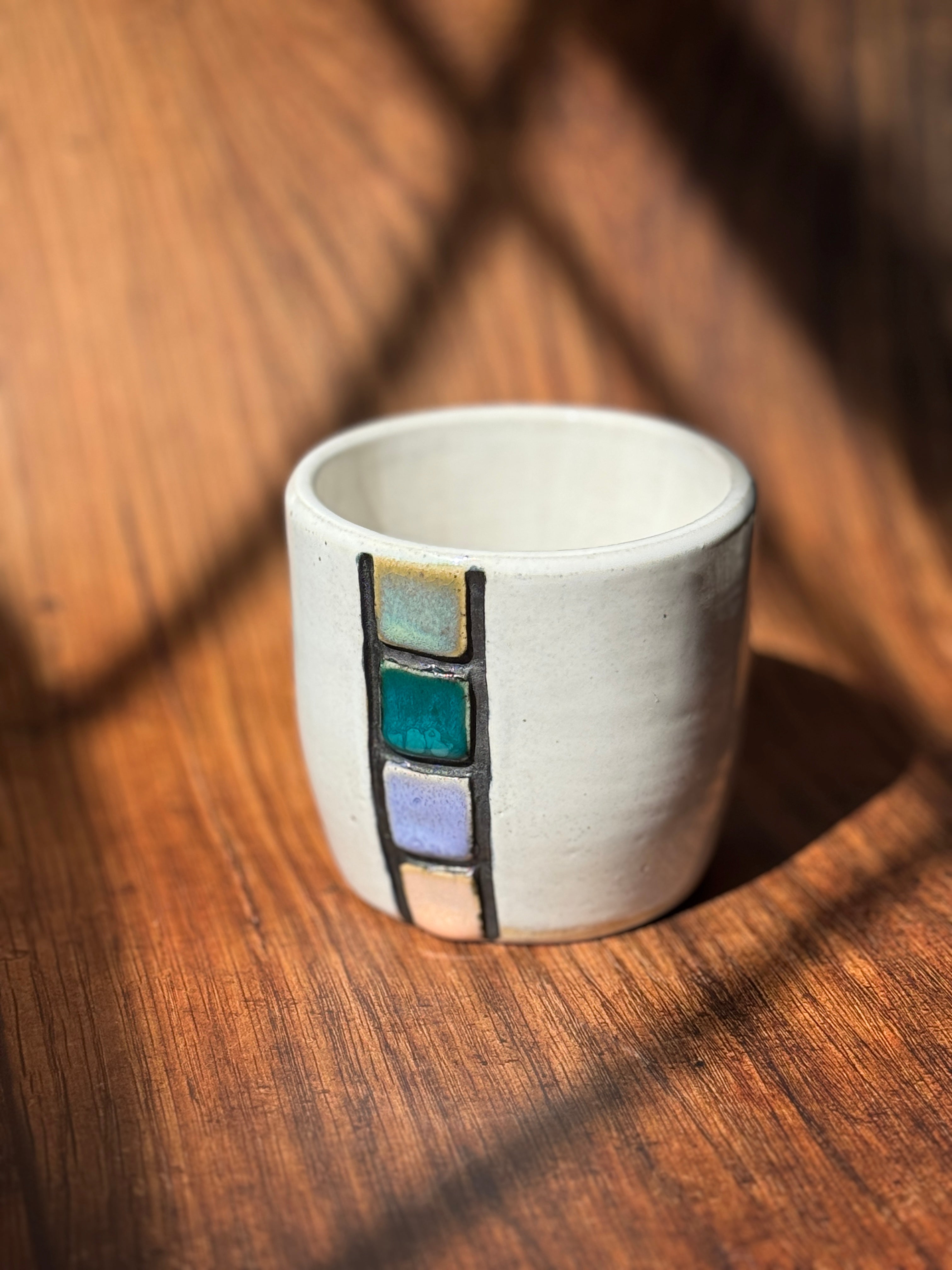 Color Block Handmade Ceramic Cup (Stoneware)