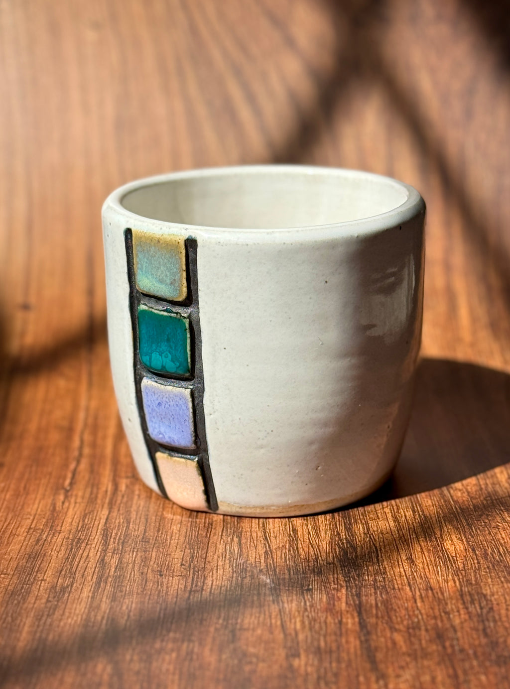 Color Block Handmade Ceramic Cup (Stoneware)