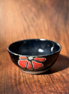 Carved Floral Handmade Ceramic Bowl (Stoneware)