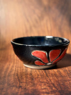 Carved Floral Handmade Ceramic Bowl (Stoneware)