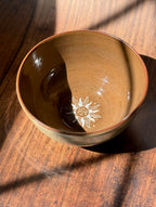 Sage Green Handmade Serving Bowl with Sun Detail (Stoneware)