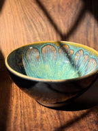 Peacock Glaze Handmade Ceramic Serving Bowl (Stoneware)