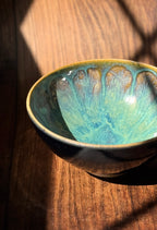 Peacock Glaze Handmade Ceramic Serving Bowl (Stoneware)