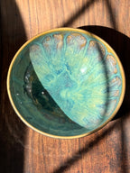 Peacock Glaze Handmade Ceramic Serving Bowl (Stoneware)