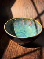 Peacock Glaze Handmade Ceramic Serving Bowl (Stoneware)