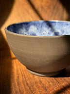 Large Handmade Ceramic Salad Bowl with Cobalt Interior (Stoneware)