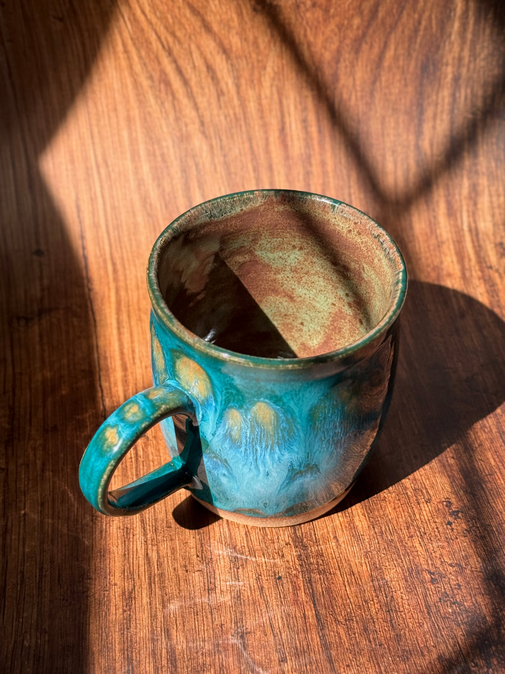Teal Drip Handmade Ceramic Mug (Stoneware)