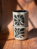 Graphic Handmade Ceramic Espresso Cup Set (Stoneware, Set of 2)