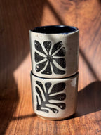 Graphic Handmade Ceramic Espresso Cup Set (Stoneware, Set of 2)