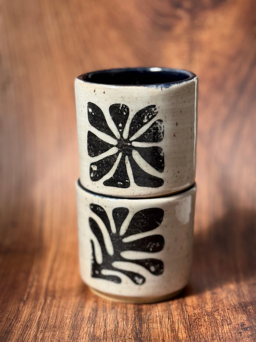 Graphic Handmade Ceramic Espresso Cup Set (Stoneware, Set of 2)
