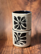 Graphic Handmade Ceramic Espresso Cup Set (Stoneware, Set of 2)