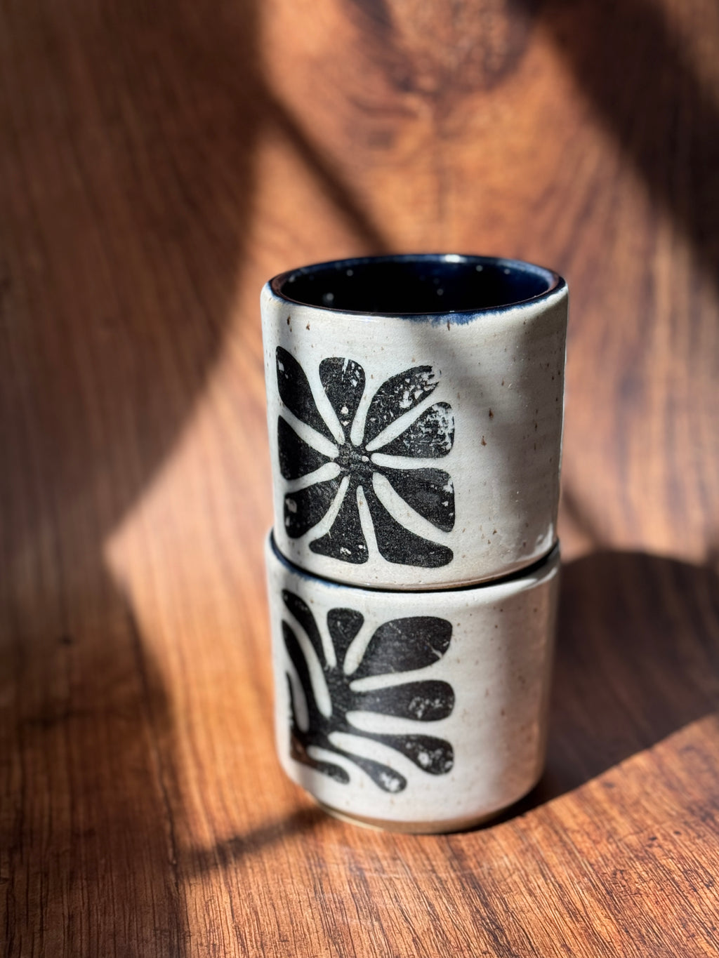 Graphic Handmade Ceramic Espresso Cup Set (Stoneware, Set of 2)
