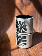 Graphic Handmade Ceramic Espresso Cup Set (Stoneware, Set of 2)