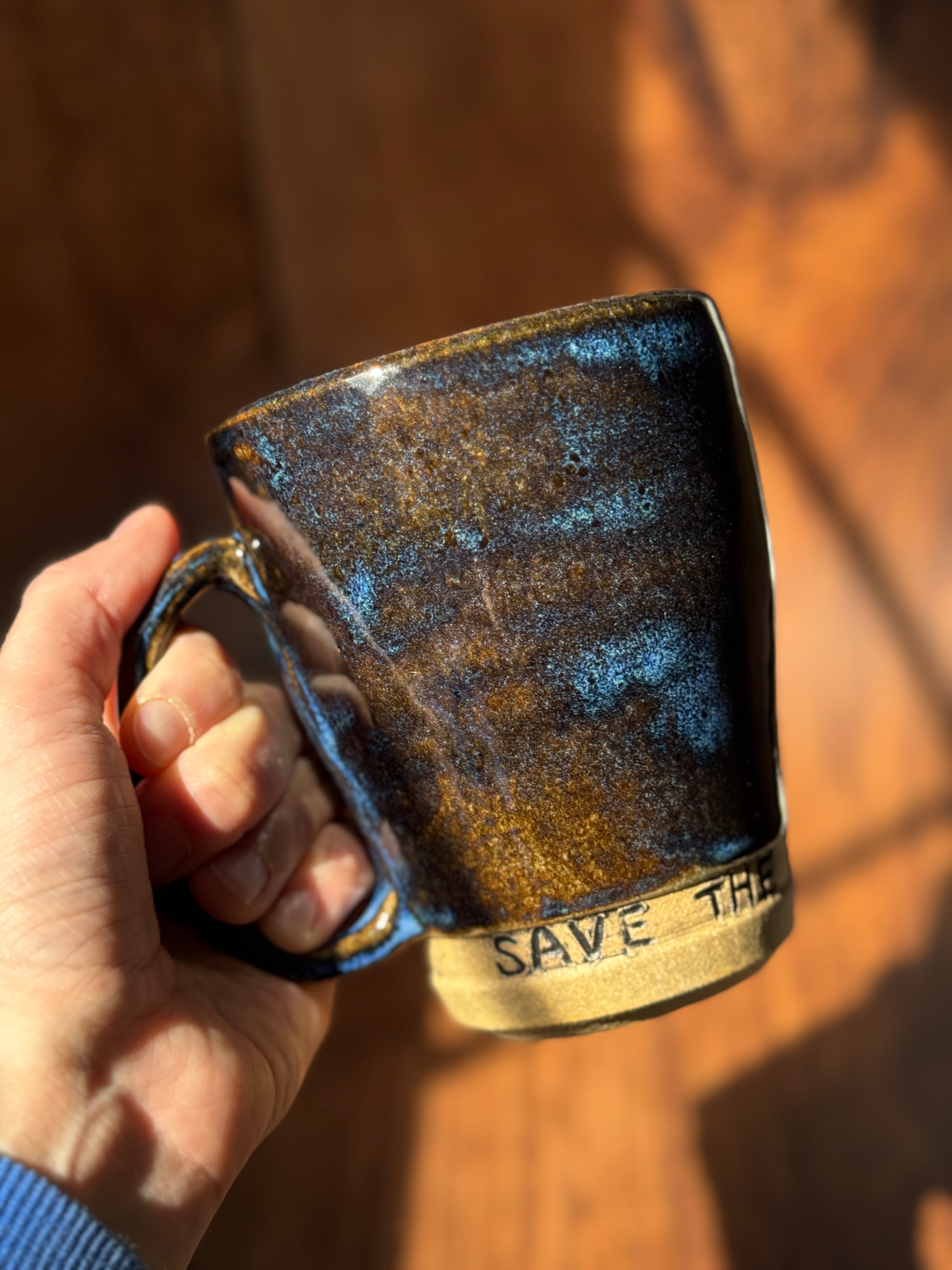 “Save the Planet Eat the Rich” Handmade Ceramic Mug (Stoneware)