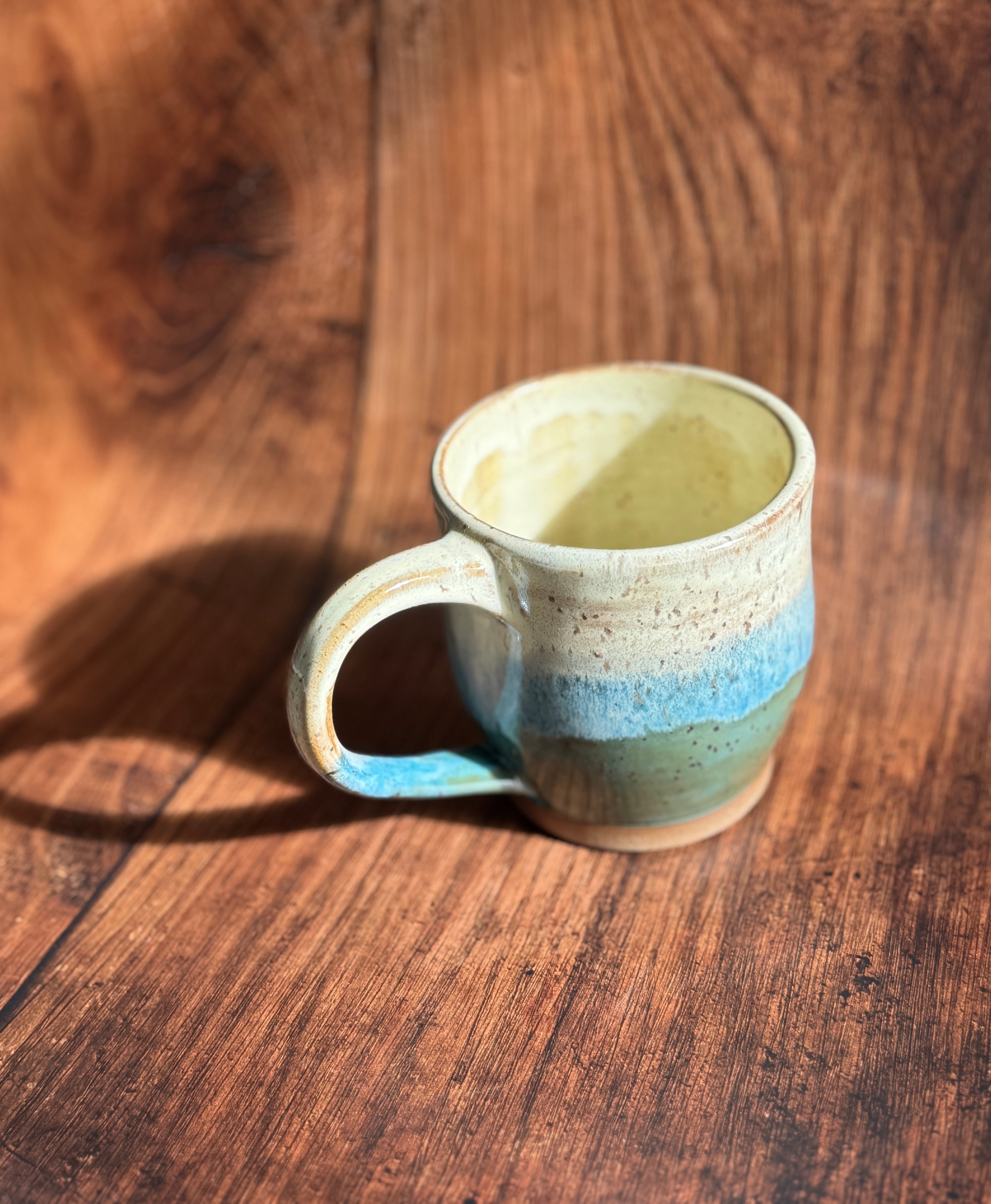 Yellow and Teal Handmade Ceramic Mug (Stoneware)