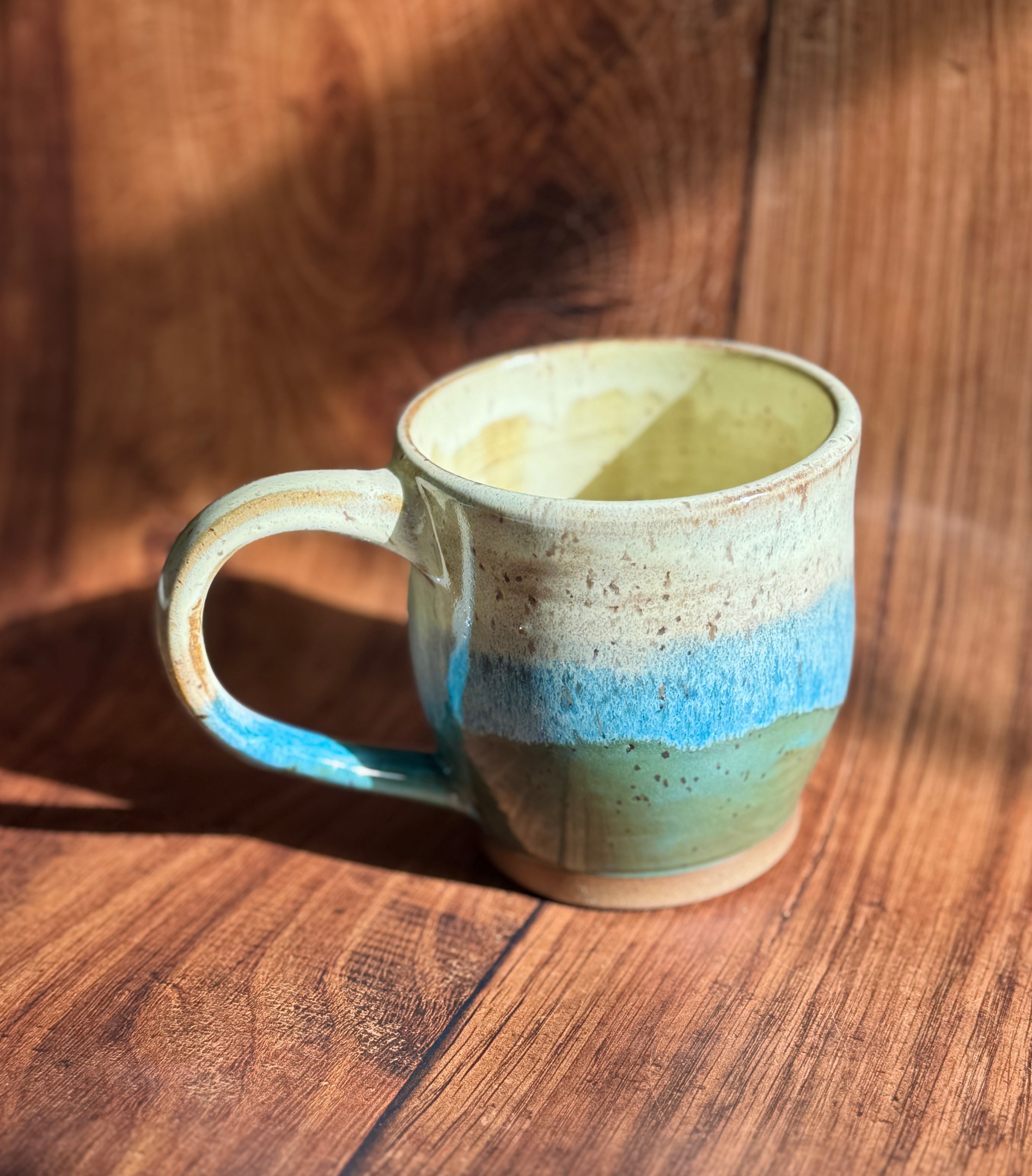 Yellow and Teal Handmade Ceramic Mug (Stoneware)