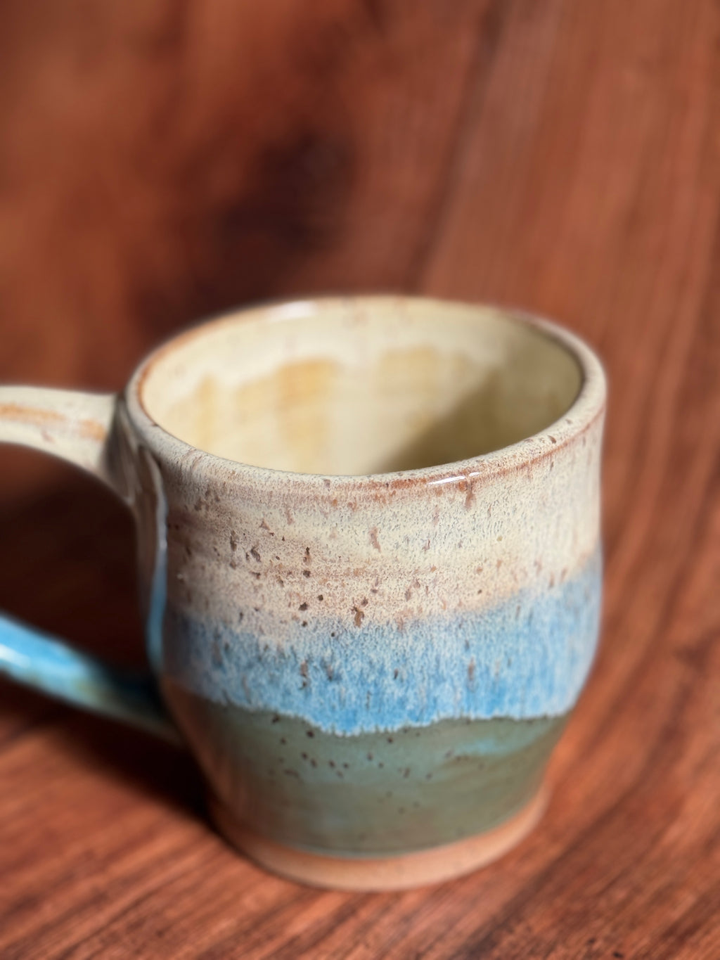 Yellow and Teal Handmade Ceramic Mug (Stoneware)