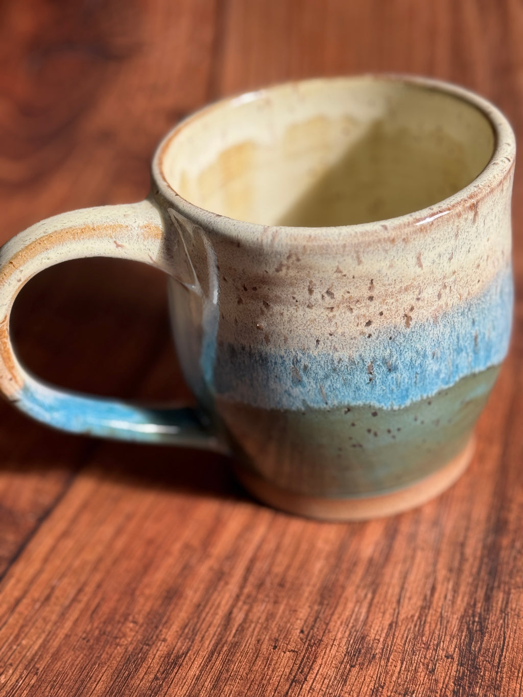 Yellow and Teal Handmade Ceramic Mug (Stoneware)