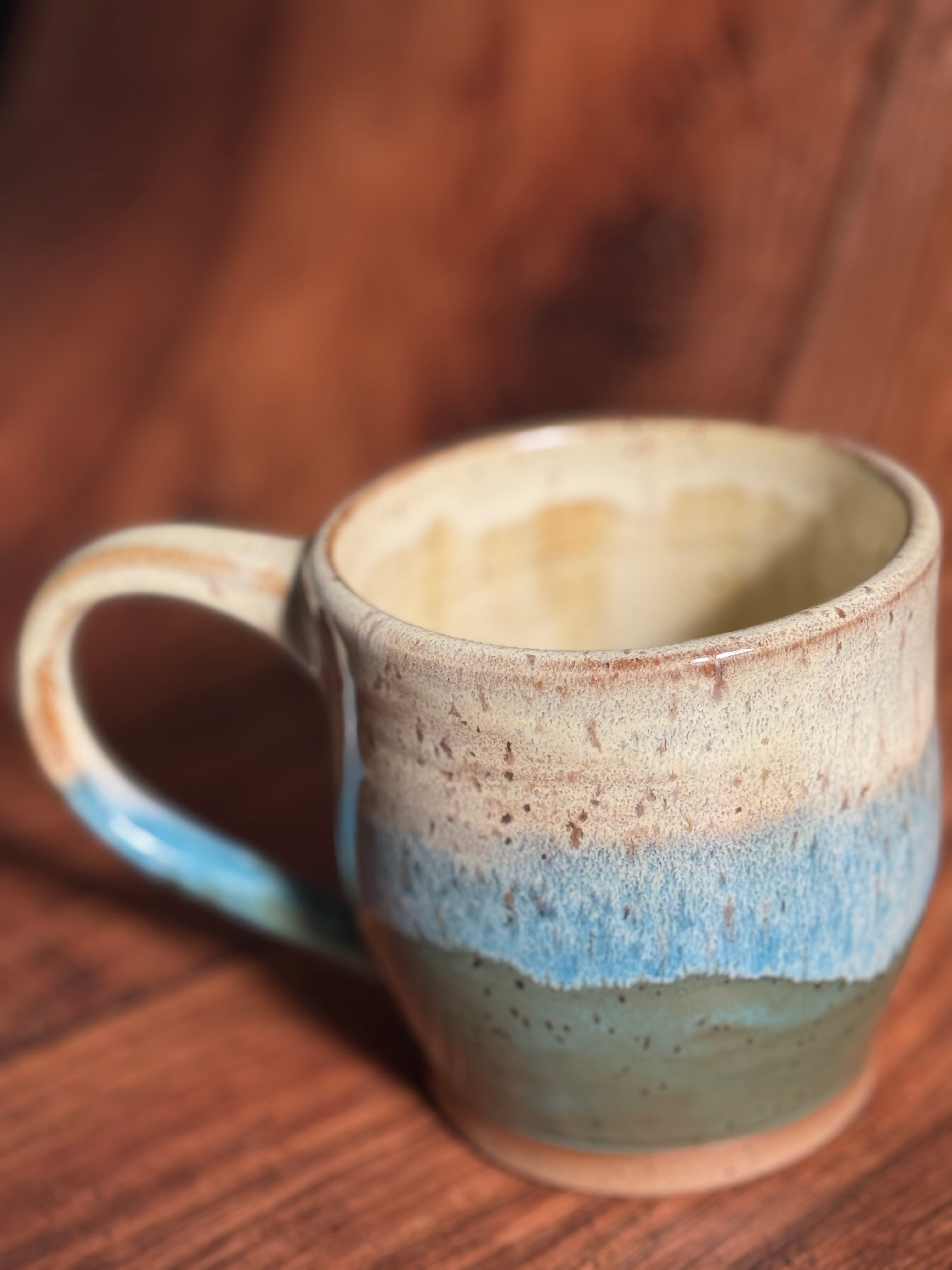 Yellow and Teal Handmade Ceramic Mug (Stoneware)