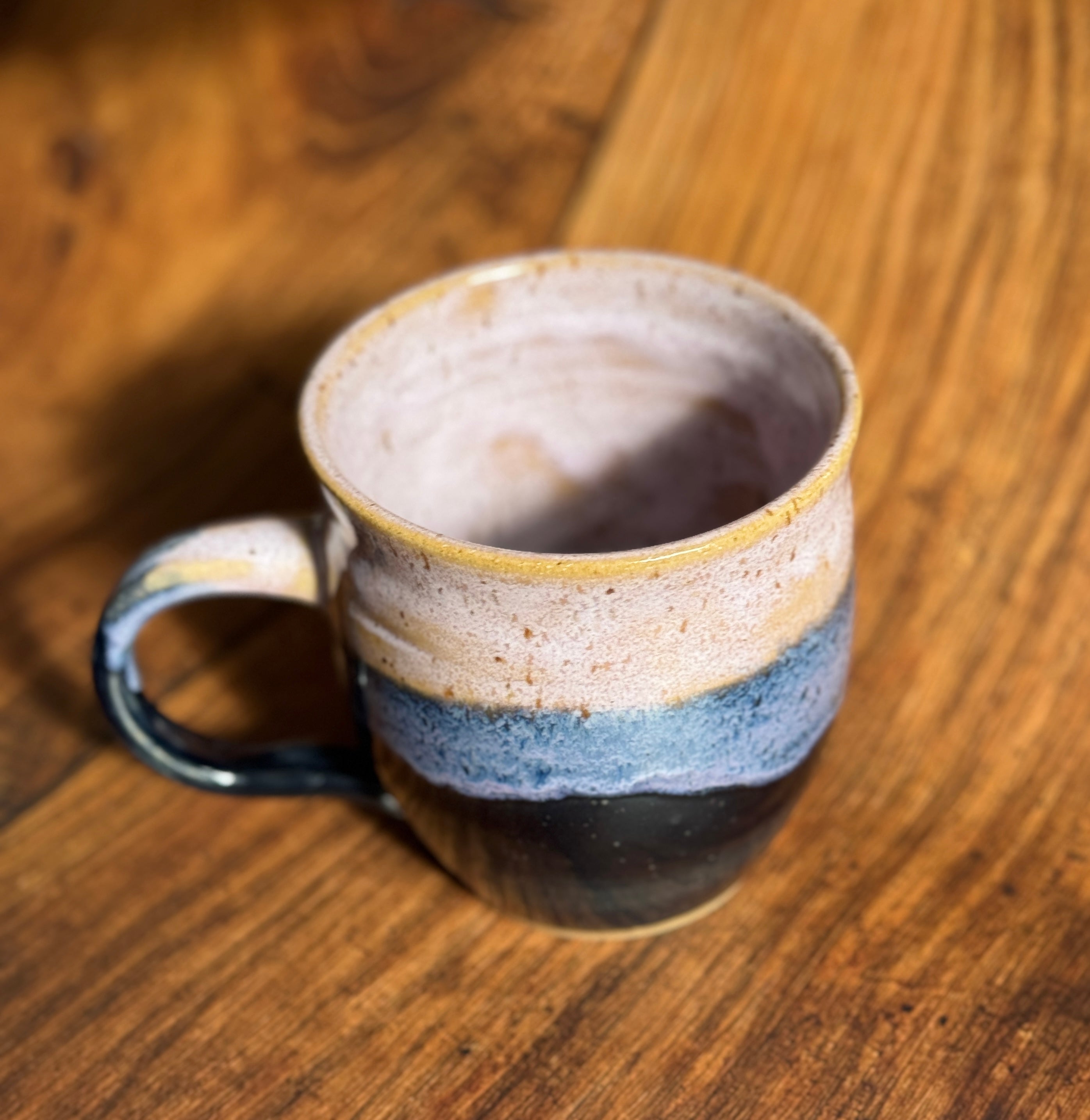 Pink and Black Handmade Ceramic Mug (Reclaimed Clay, Stoneware)