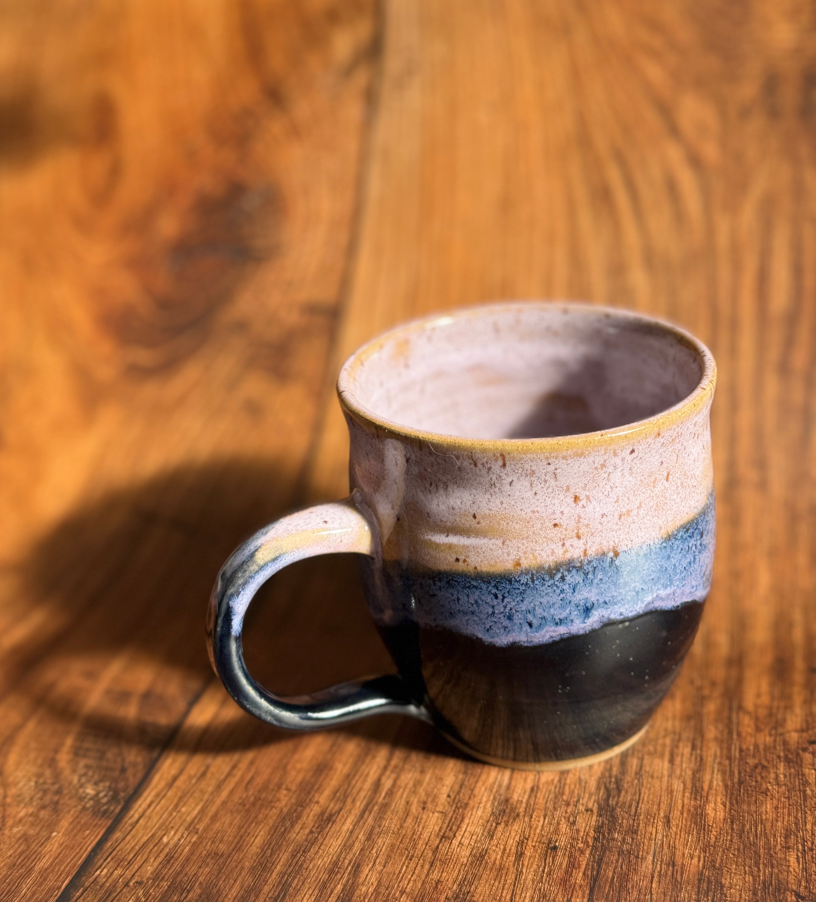 Pink and Black Handmade Ceramic Mug (Reclaimed Clay, Stoneware)