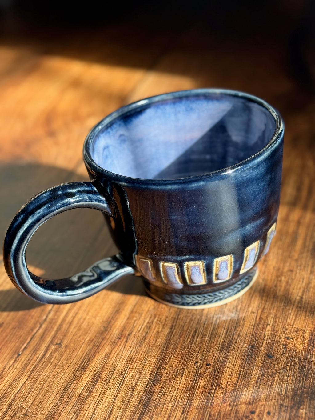 Black and Amethyst Purple Handmade Ceramic Mug (Stoneware)