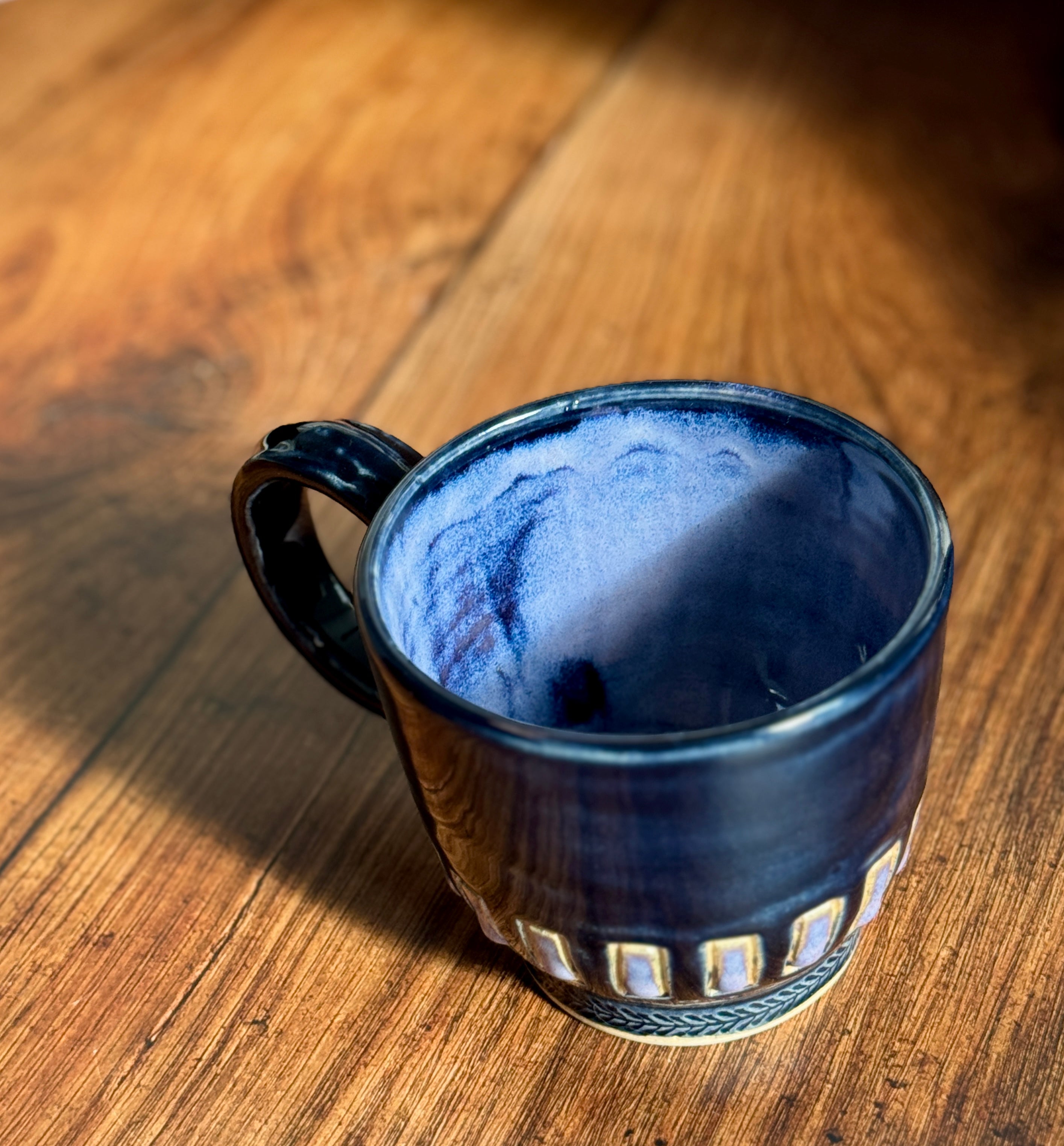 Black and Amethyst Purple Handmade Ceramic Mug (Stoneware)