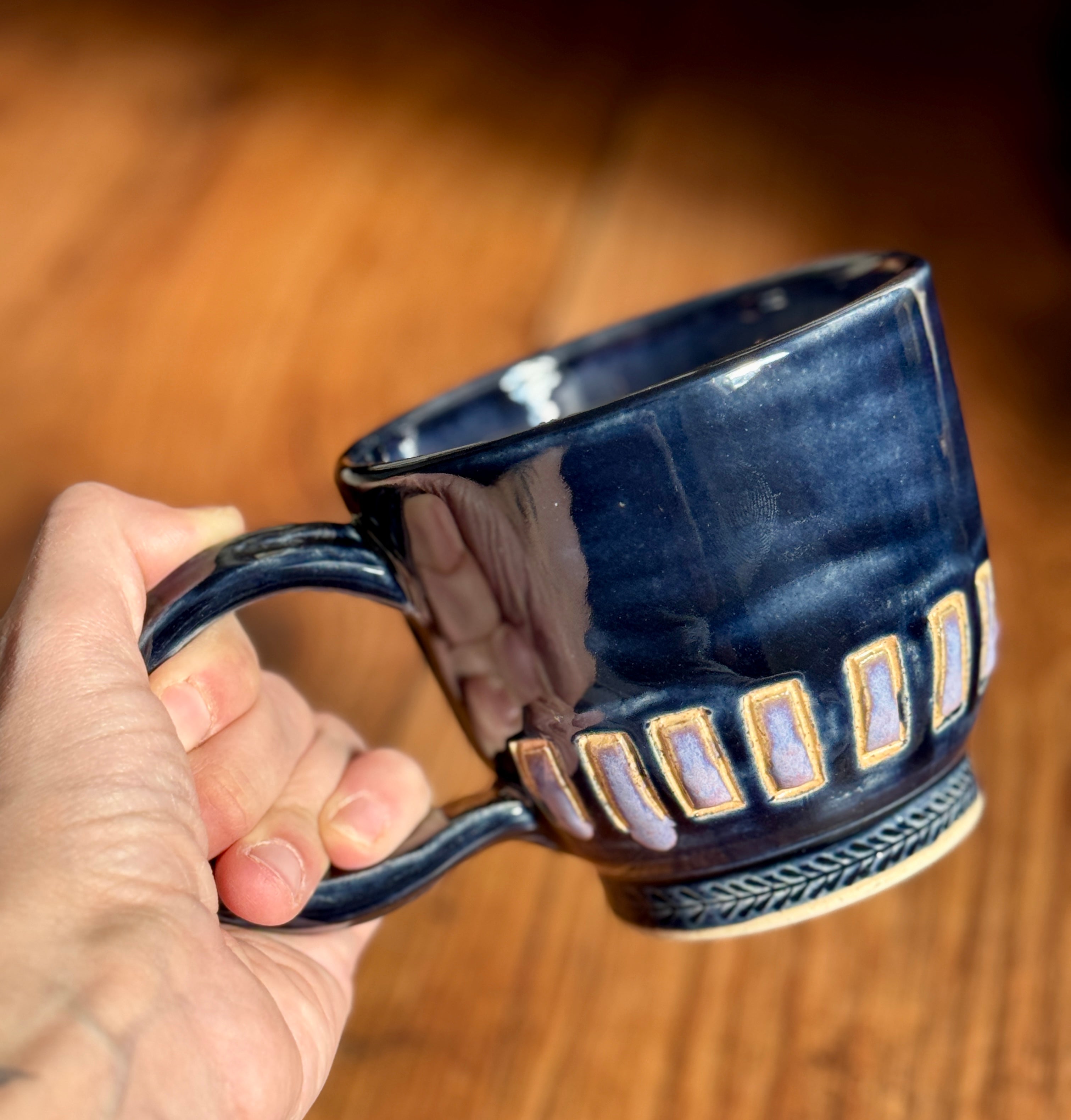 Black and Amethyst Purple Handmade Ceramic Mug (Stoneware)