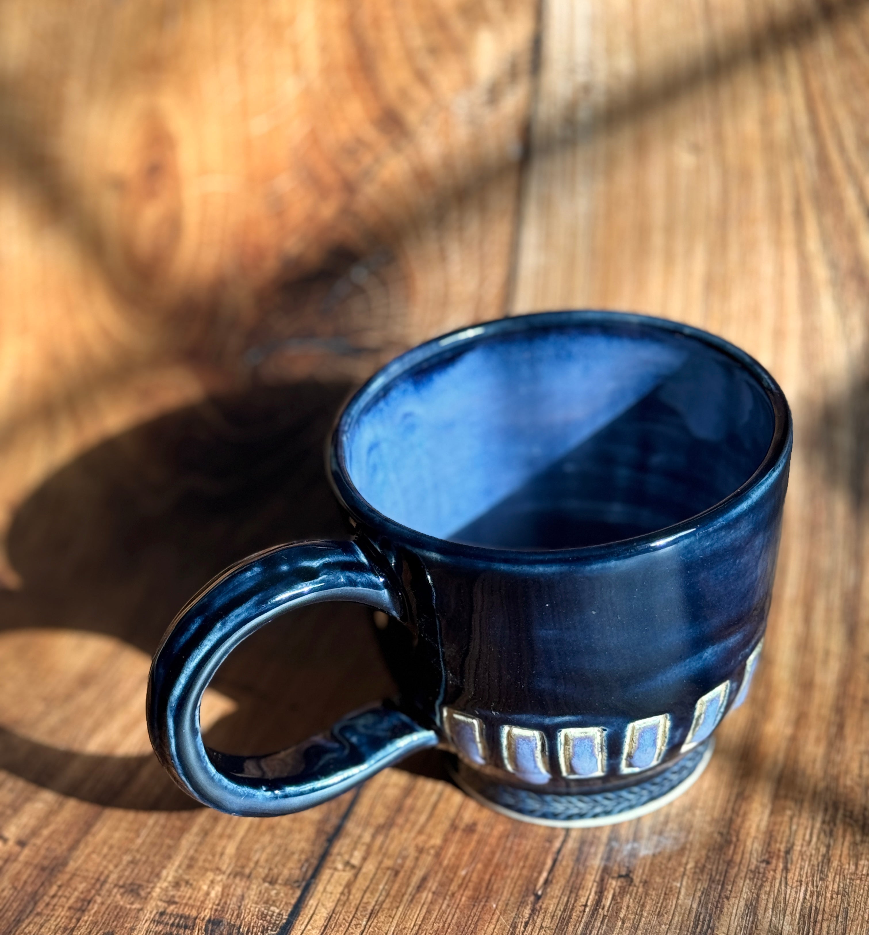 Black and Amethyst Purple Handmade Ceramic Mug (Stoneware)