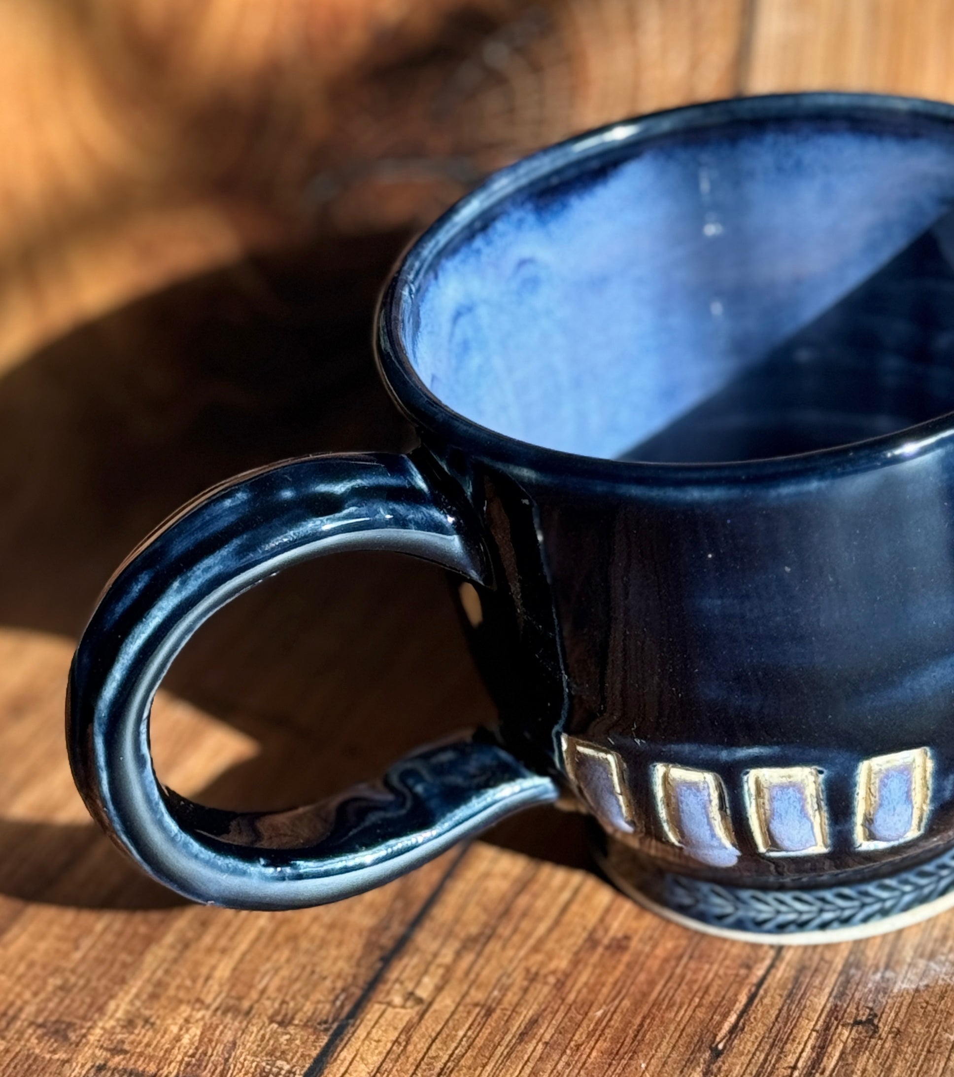 Black and Amethyst Purple Handmade Ceramic Mug (Stoneware)