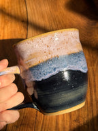 Pink and Black Handmade Ceramic Mug (Reclaimed Clay, Stoneware)