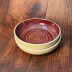 Deep Pink Handmade Dinner Bowls – Set of 2 (Stoneware)