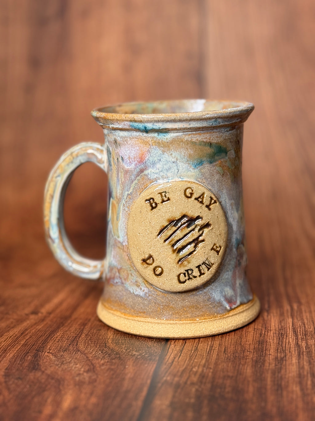'Be Gay, Do Crime' Handmade Stein Mug