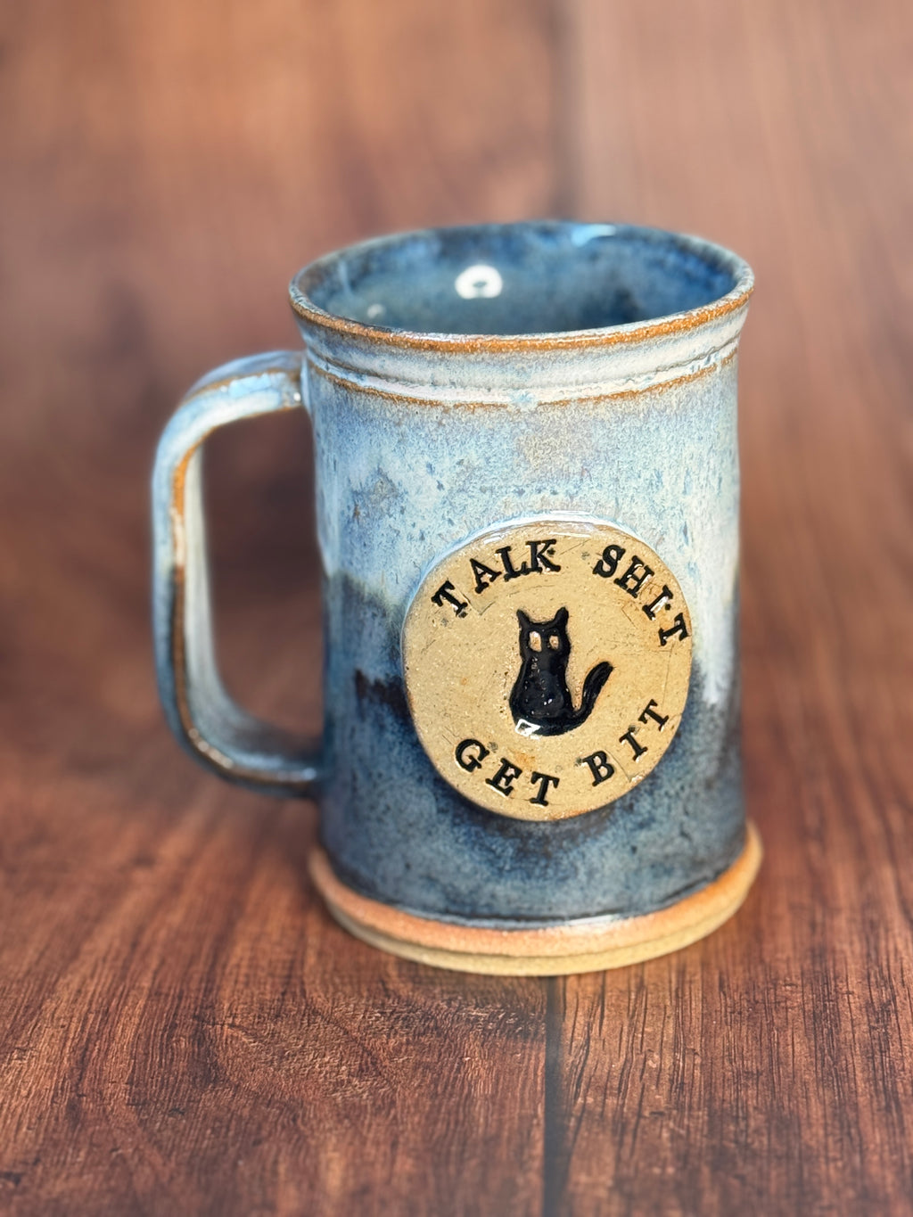 'Talk Shit, Get Bit' Handmade Stein Mug