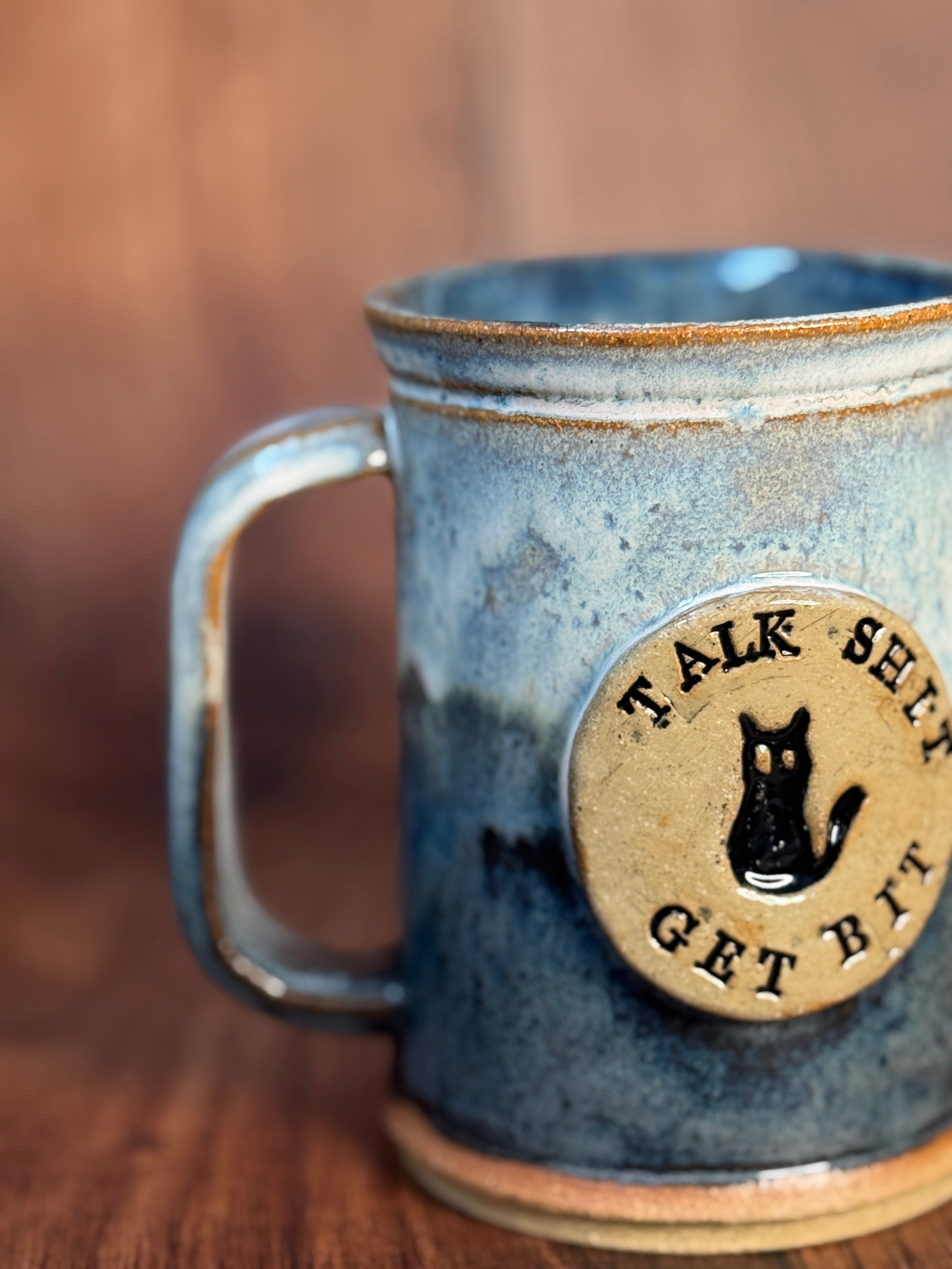 'Talk Shit, Get Bit' Handmade Stein Mug