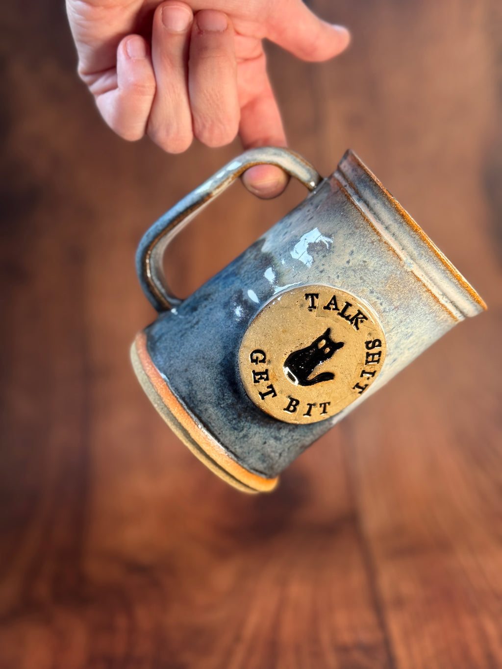 'Talk Shit, Get Bit' Handmade Stein Mug