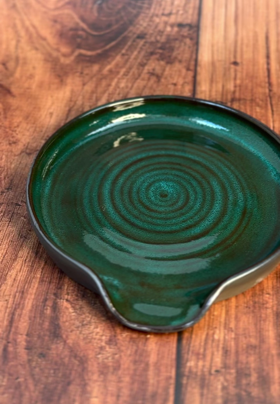 Dark Teal Handmade Spoon Rest (Stoneware)