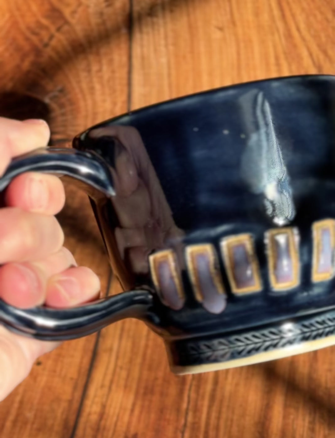 Black and Amethyst Purple Handmade Ceramic Mug (Stoneware)