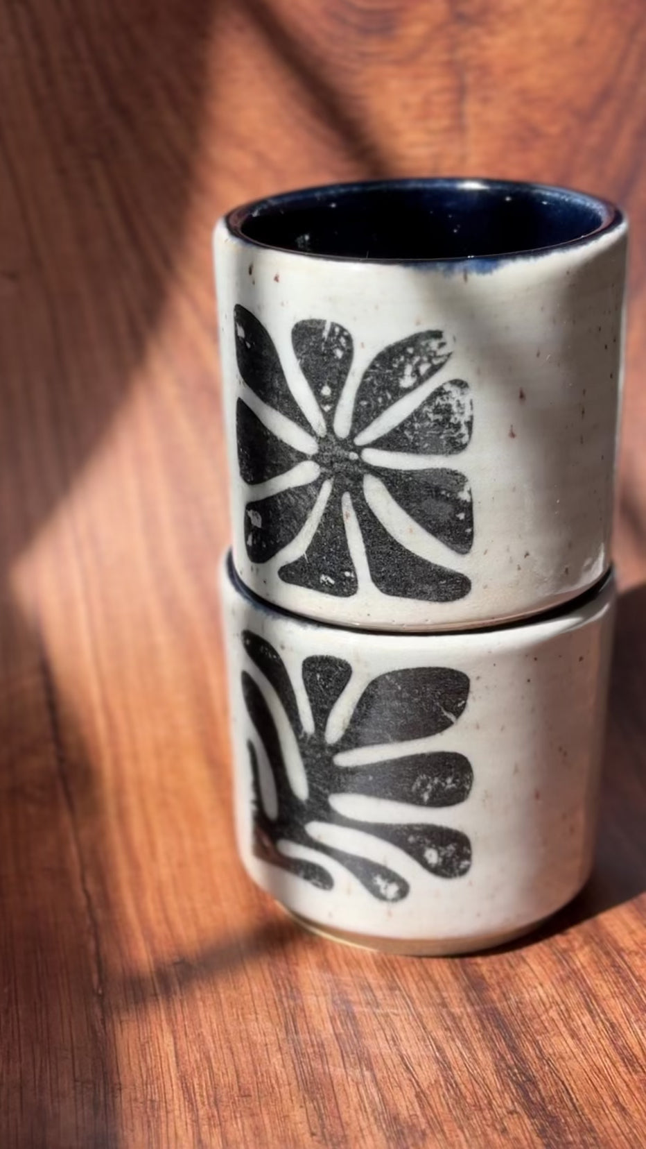 Graphic Handmade Ceramic Espresso Cup Set (Stoneware, Set of 2)
