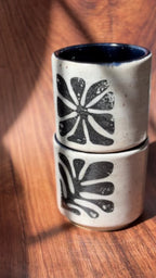 Graphic Handmade Ceramic Espresso Cup Set (Stoneware, Set of 2)